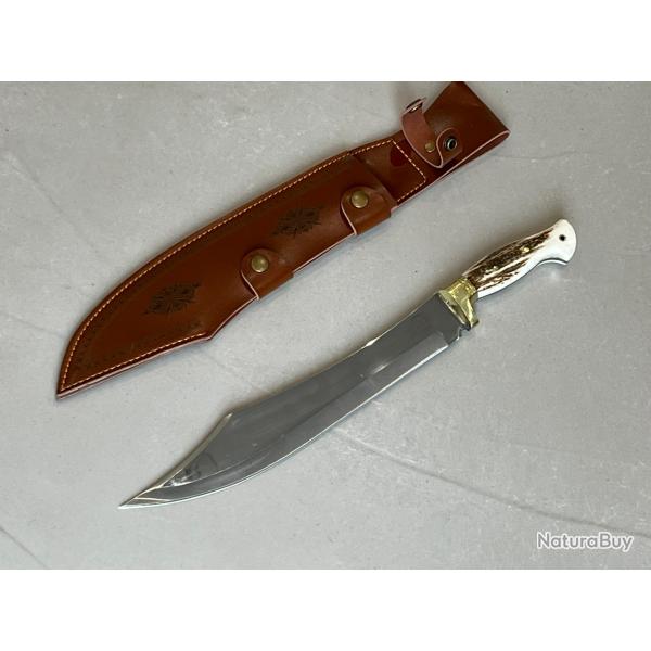 NOUVEAU couteau droit 44cm manche cerf LLF