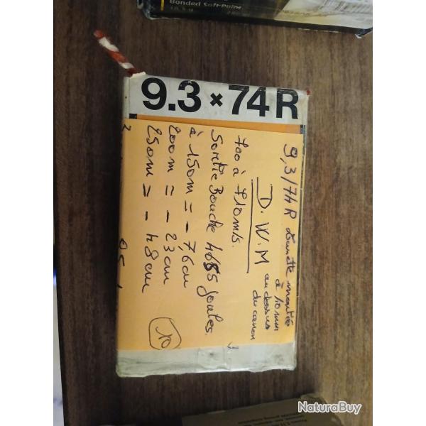 VEND 10 balles D.W.M. EN CALIBRE 9,3/74R