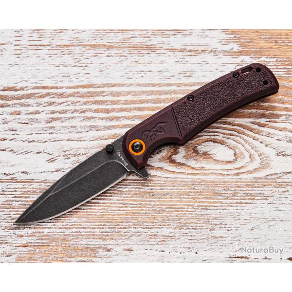 Couteau Browning Buckmark Slim Wash Lame Acier D2 Black Manche Polym�re Bronze Linerlock BR0581B