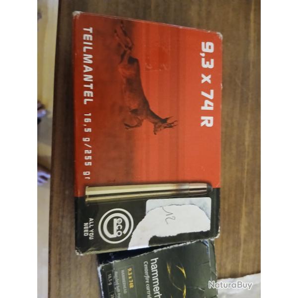 vend en calibre 9,3/74R 12 balles GECO TELMANTEL de 16,5gr en 255grains