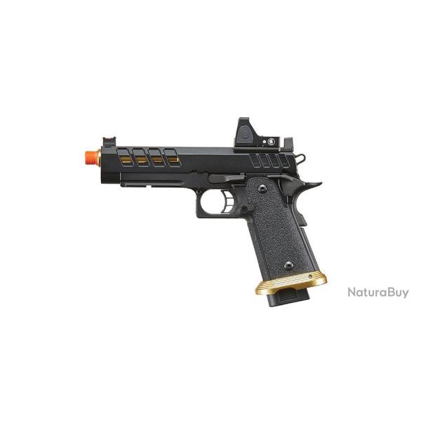 PISTOLET AIRSOFT GBB HERACLES HI-CAPA 5.1 NOIR/GOLD AVEC RMR LANCER TACTICAL