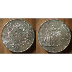 France 50 Francs 1976 Piece Neuve Hercules Argent Hercule