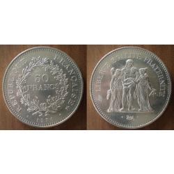 France 50 Francs 1976 NEUVE Piece Hercules Argent Hercule