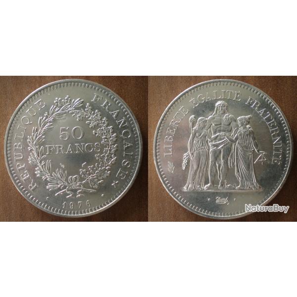 France 50 Francs 1976 NEUVE Piece Hercules Argent Hercule