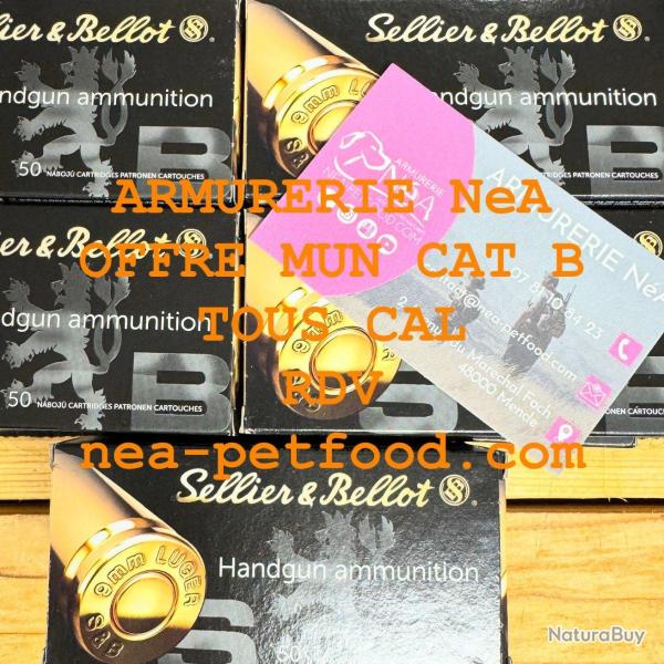 SELLIER BELLOT cal.9mm PARA FMJ LIVRAISON OFFERTE LOT DE 1000