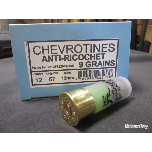 10 cartouches chevrotines anti ricochet en 9 grains cal 12/67
