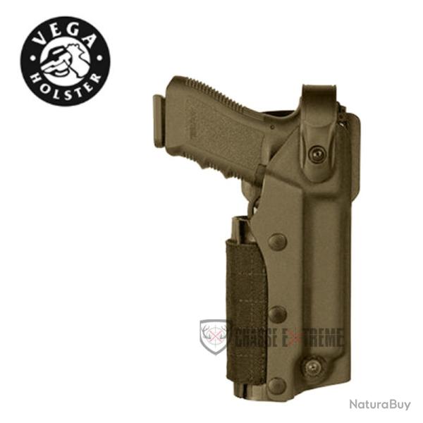 Holster VEGA Zoom VKZ804 pour GLOCK 17/18/19/22/23 avec Lampe/Laser Droitier Tan