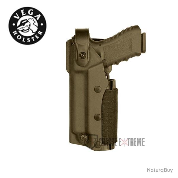 Holster VEGA Zoom VKZ804 pour GLOCK 17/18/19/22/23 avec Lampe/Laser Gaucher Tan