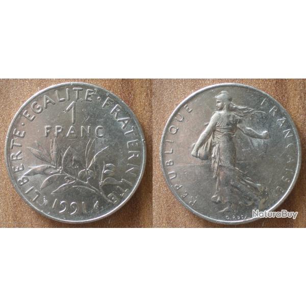 France 1 Franc 1991 Piece Semeuse Francs Nickel