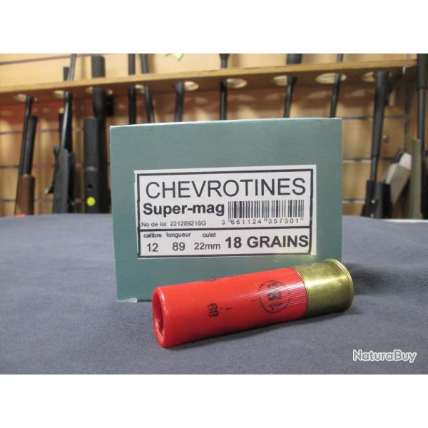 10 cartouches Chevrotines Super Mag Cal 12/89 18 grains