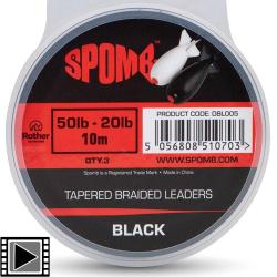 T&ecirc;te de Ligne Spomb Tapered Braided Leaders Black 50-20lbs (3x10m)