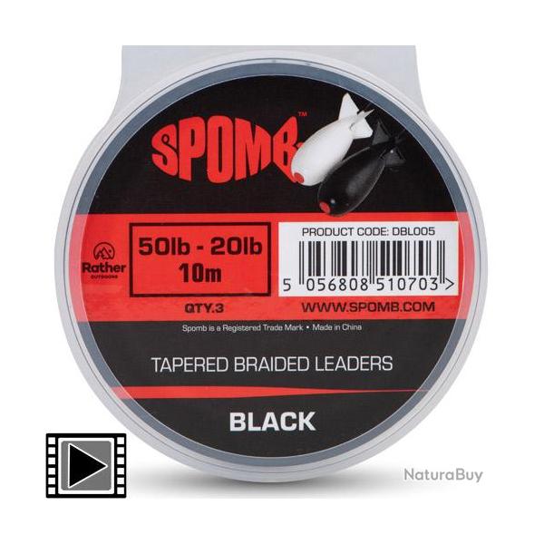 T�te de Ligne Spomb Tapered Braided Leaders Black 50-20lbs (3x10m)