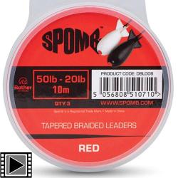 T&ecirc;te de Ligne Spomb Tapered Braided Leaders Red 50-20lbs (3x10m)
