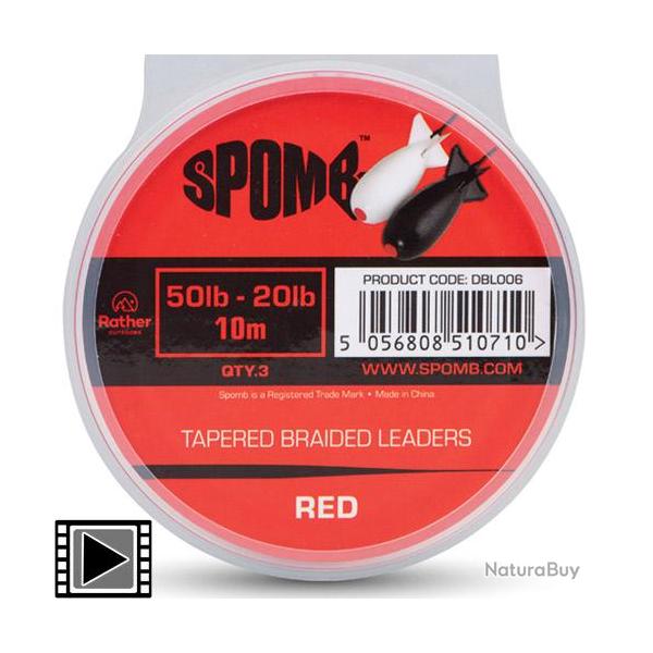 T�te de Ligne Spomb Tapered Braided Leaders Red 50-20lbs (3x10m)