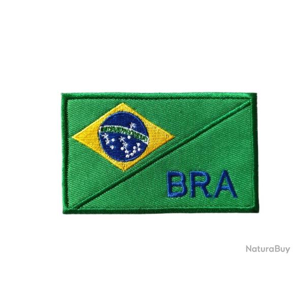 Patch Drapeau - Br�sil BRA - velcro - Livraison gratuite