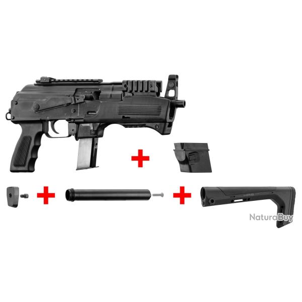 PACK Pistolet Chiappa PAK 9 en calibre 9x19 mm + Crosse fixe HERA ARMS + adaptateur chargeur Glock