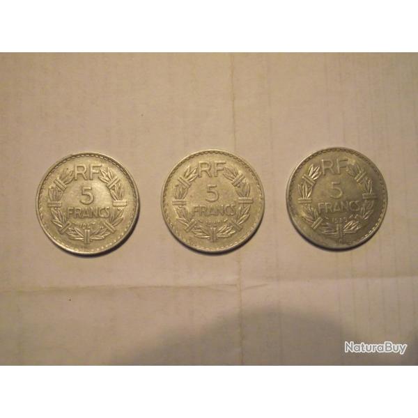 5 francs type lavrillier aluminium par 3 unit�s