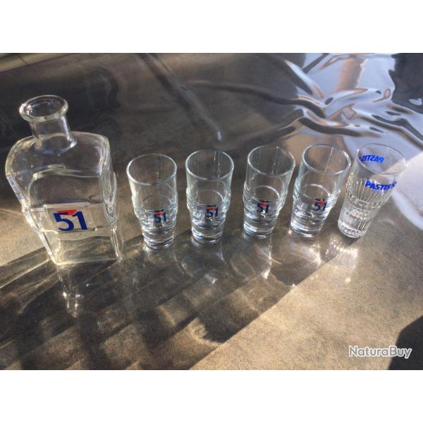 Verres Tube Pastis 51 avec leur carafe