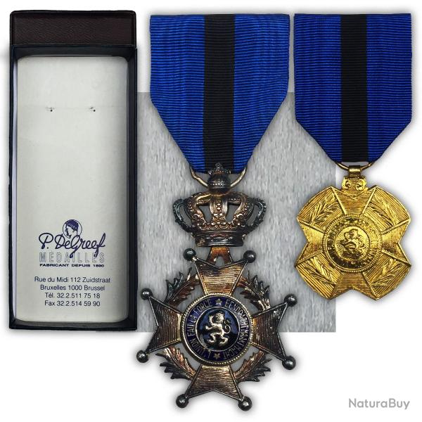 ABL : RARE 2 ORDRES LEOPOLD II M�DAILLE D'OR + CHEVALIER - 2 DEVISES