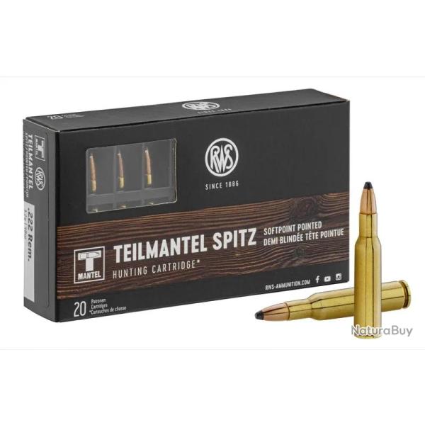 Balles de chasse RWS Cal. 222 REM type TMS