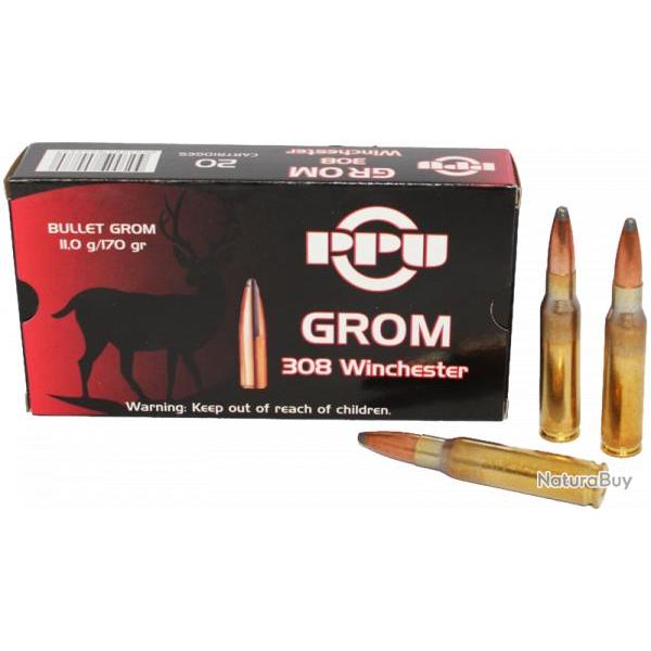Munitions PARTIZAN calibre 308 Win Grom 170gr - 11g x20