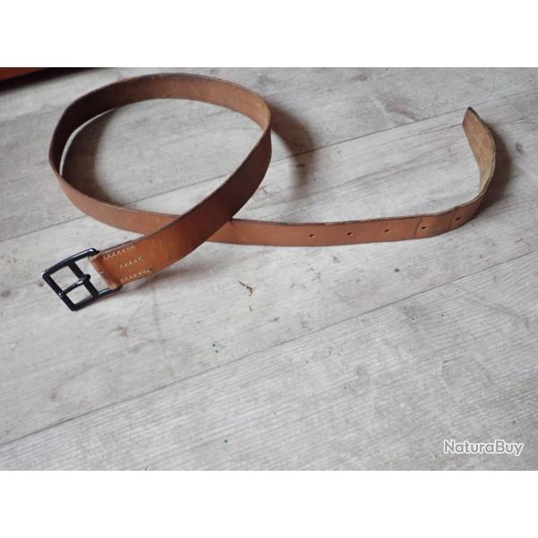 Ceinturon, ceinture pour �tui pistolet Suisse / porte fourreau baionnette Rubin Schmidt Cuir 120 cm