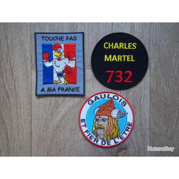 lot 3 cussons collection patriotique insignes tissu