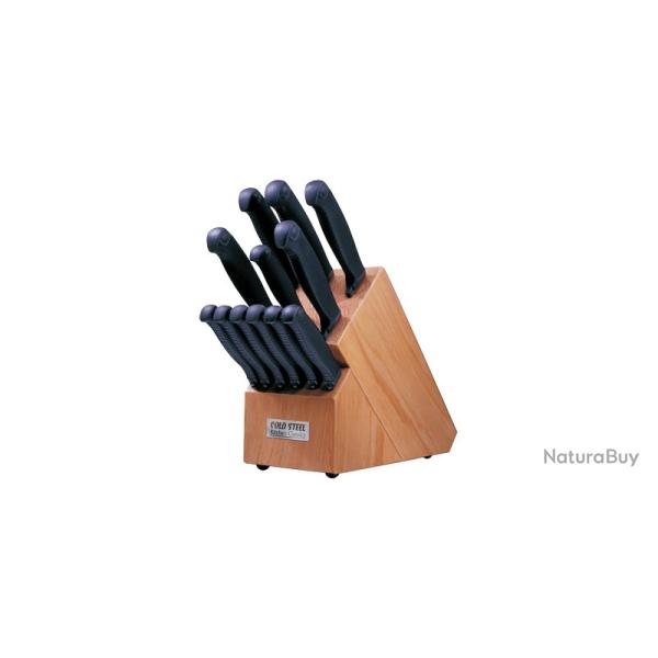 Cold Steel Bloc Ensemble complet - 12 pices - Manche Kray-Ex - Bloc Bois