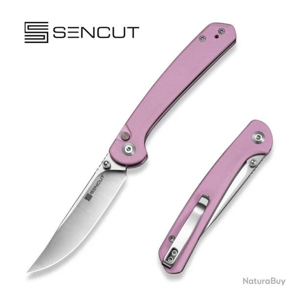 Couteau Sencut Skelfin Lame Pink Acier 9Cr18MoV Manche G10 Pink IKBS Linerlock Clip S250073