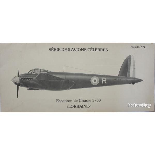 Pochette de 8 Lithographies de l'escadron de chasse 3-30 Lorraine