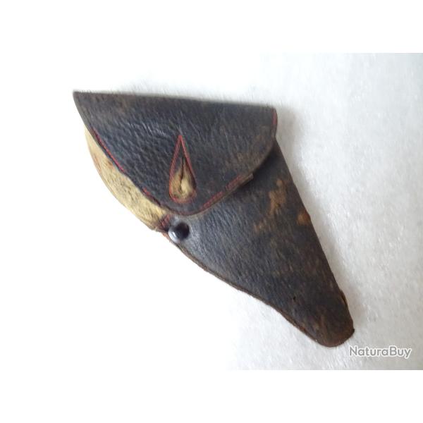 E 1 - tr�s bel �tui ancien en cuir noir   pour r�volver bulldog ou broche
