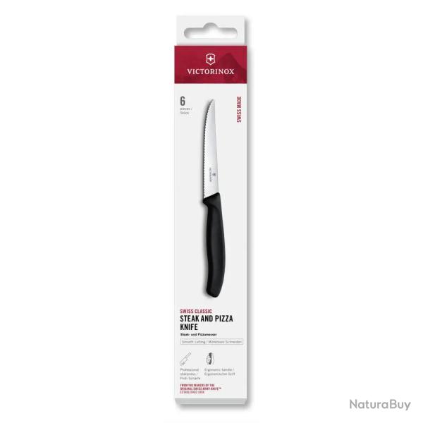 Set de 6 Couteaux  Steak Dents Victorinox - Lames Inox Ultra-Tranchantes 11 cm
