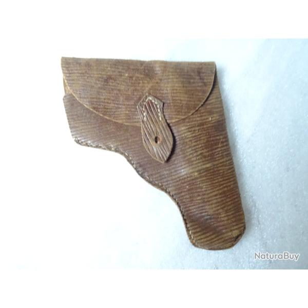 E 2 - tr�s bel �tui ancien en cuir blond   pour r�volver bulldog ou broche