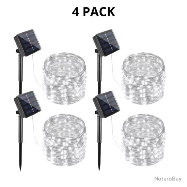 Lot de 4 guirlandes solaires 22M 200 LED blanc Guirlandes lumineuses dcoratives tanches Nol