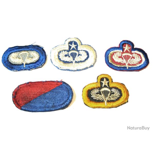 Lot de 5 insignes tissus Parachutiste US ref ing 31 box 148