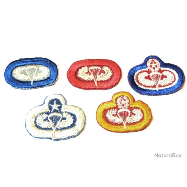 Lot de 5 insignes tissus Parachutiste US ref ing 32 box 148