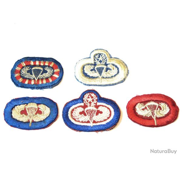 Lot de 5 insignes tissus Parachutiste US ref ing 33 box 148