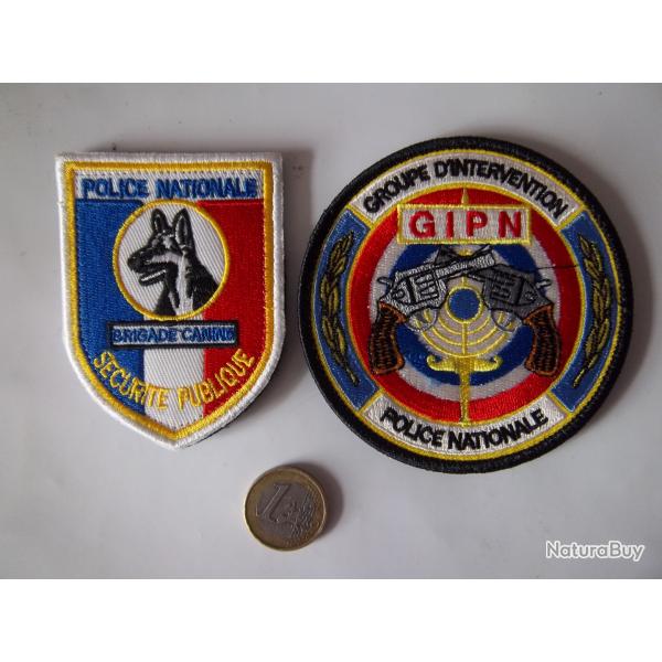 lot 2 cussons police nationale GIPN brigade canine insignes collection