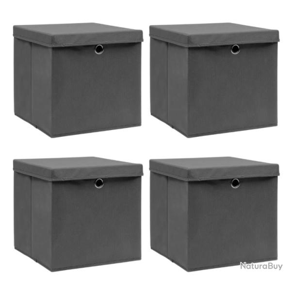 Bo�tes rangement 4 pcs Gris 32x32x32 cm Tissu pratique pliable organisation maison