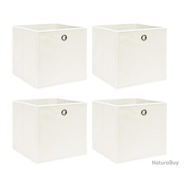 Botes rangement 4 pcs blanc 32x32x32 cm tissu pliable pratique organisation intrieur