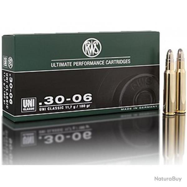 CARTOUCHE RWS calibre 30-06 H.MANTEL 11.7G 180grs x20