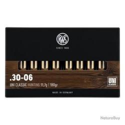 Cartouches RWS calibre 30-06 UNI CLASSIC 11.7GR 180grs x20