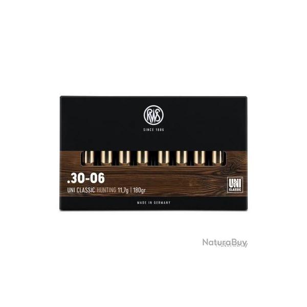 Cartouches RWS calibre 30-06 UNI CLASSIC 11.7GR 180grs x20