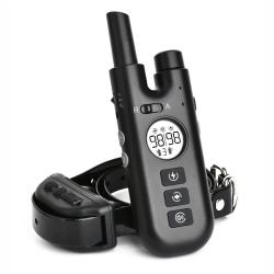 Collier Anti-Aboiement 2en1 pour Chien Rechargeable Etanche avec T&eacute;l&eacute;commande 800 m 3 Modes Noir