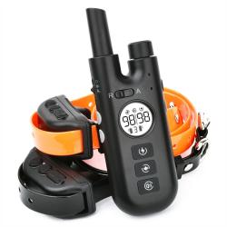 Lot 2 Colliers Anti-Aboiement 2en1 pour Chien Rechargeable Etanche +T&eacute;l&eacute;commande 800m 3 Modes Noir