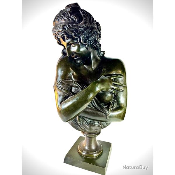 HOUDON sculpture en bronze la frileuse  59 cm