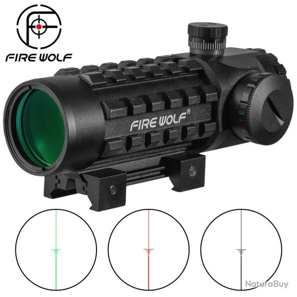 Lunette de Vis�e FIRE WOLF 4x32 - R�ticule Lumineux 3 Couleurs - Rail 20 mm
