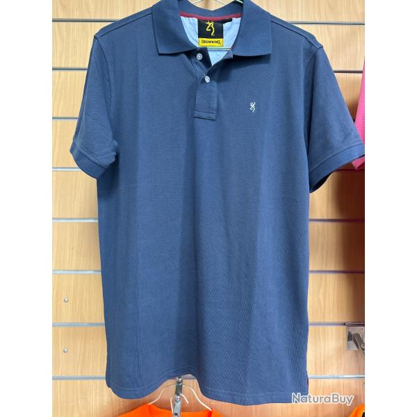 Polo browning bleu manche courte