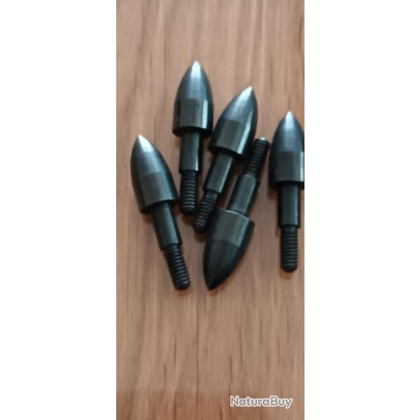LOT 5 POINTES ACIER POUR FLECHE / TRAIT ARBALETE OU ARC