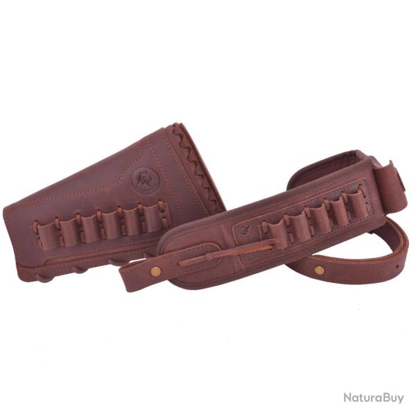 BRETELLE + BUSC .308 30-06 ETC - MARRON - GAUCHER - LIVRAISON GRATUITE